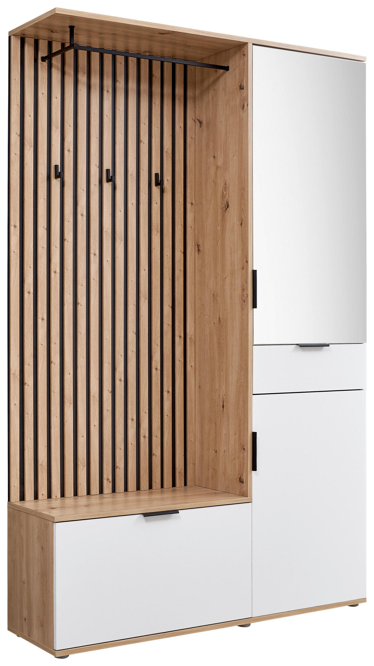 GARDEROBE  in 122/195/35 cm  - Weiß/Eiche Artisan, Design, Glas/Holzwerkstoff (122/195/35cm) - Xora