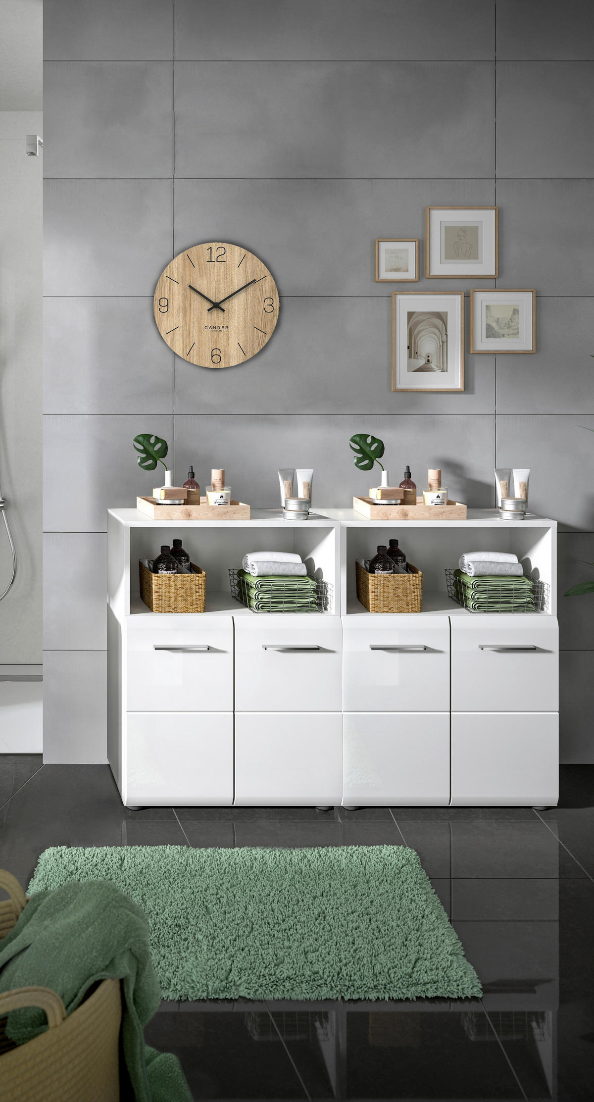 SREDNJE VISOKA OMARA 120/80/30 cm  - srebrne barve/črna, Moderno, umetna masa/leseni material (120/80/30cm) - MID.YOU