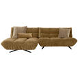 ECKSOFA Beigebraun Chenille Rücken echt, Sitztiefenverstellung  - Beigebraun/Schwarz, Design, Textil/Metall (178/295cm) - Belluti