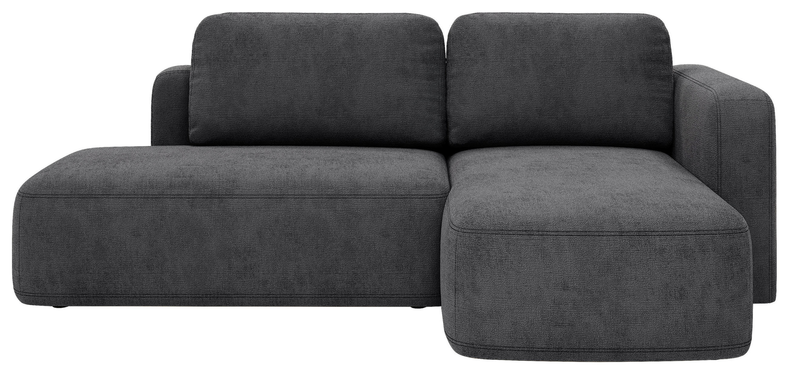 ECKSOFA Dunkelgrau Chenille Rückenkissen, Bettkasten, Schlaffunktion, Rücken echt, Liegefläche im Originalstoff  - Dunkelgrau/Schwarz, KONVENTIONELL, Kunststoff/Textil (244/160cm) - Milino