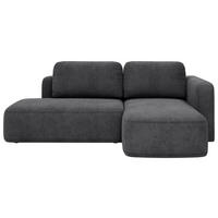 ECKSOFA Dunkelgrau Chenille Rückenkissen, Bettkasten, Schlaffunktion, Rücken echt, Liegefläche im Originalstoff  - Dunkelgrau/Schwarz, KONVENTIONELL, Kunststoff/Textil (244/160cm) - Milino