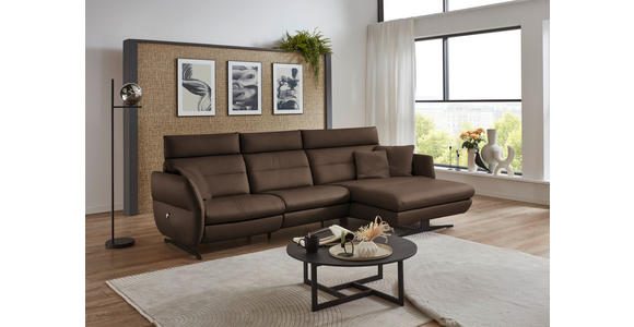 ECKSOFA in Echtleder Braun  300/157 cm  - Schwarz/Braun, Design, Leder/Metall (300/157cm) - Dieter Knoll