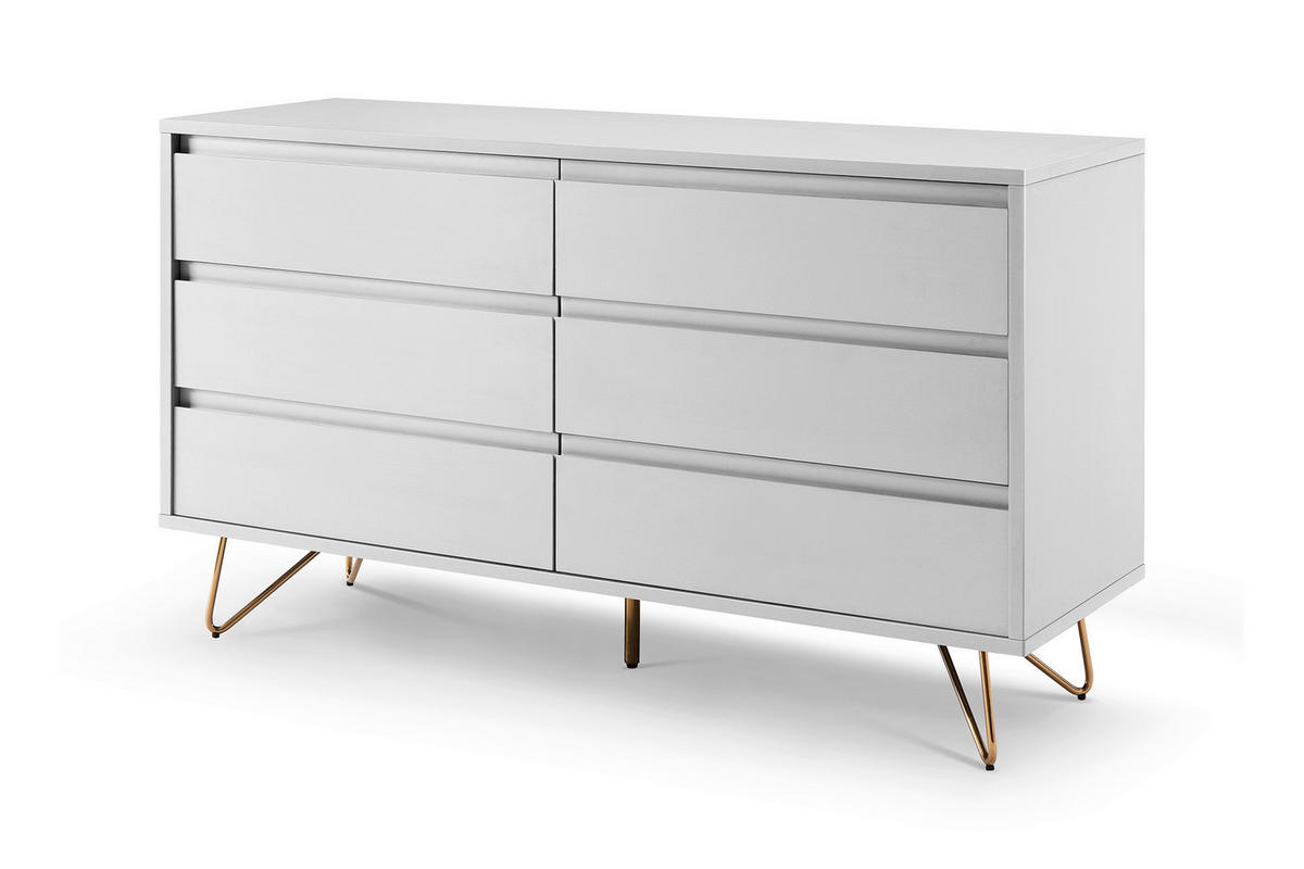 KOMMODE  in 120/70/40 cm  - Messingfarben/Weiß, Design, Holzwerkstoff/Metall (120/70/40cm) - Livetastic