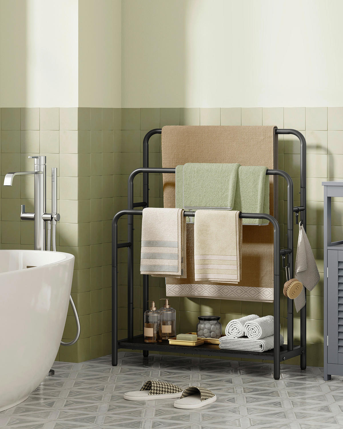 HANDTUCHLEITER - Schwarz, MODERN, Holzwerkstoff/Metall (70/101/30cm) - MID.YOU