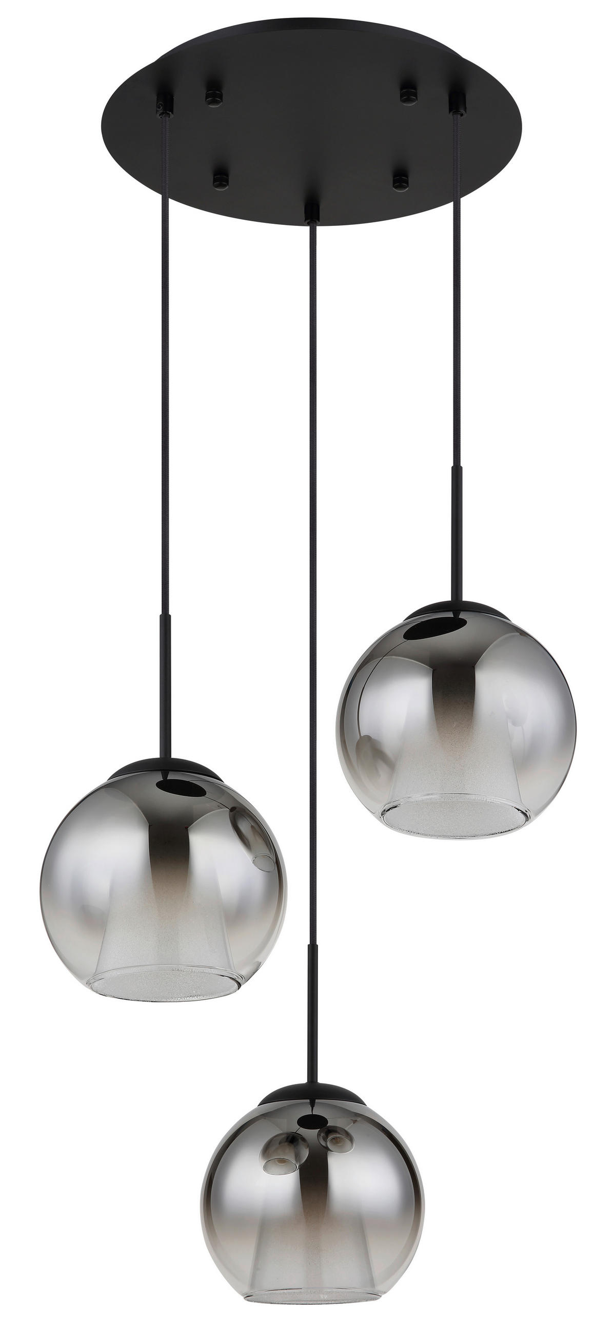 HÄNGELEUCHTE 45/120 cm    - Klar/Schwarz, Basics, Glas/Textil (45/120cm) - Globo