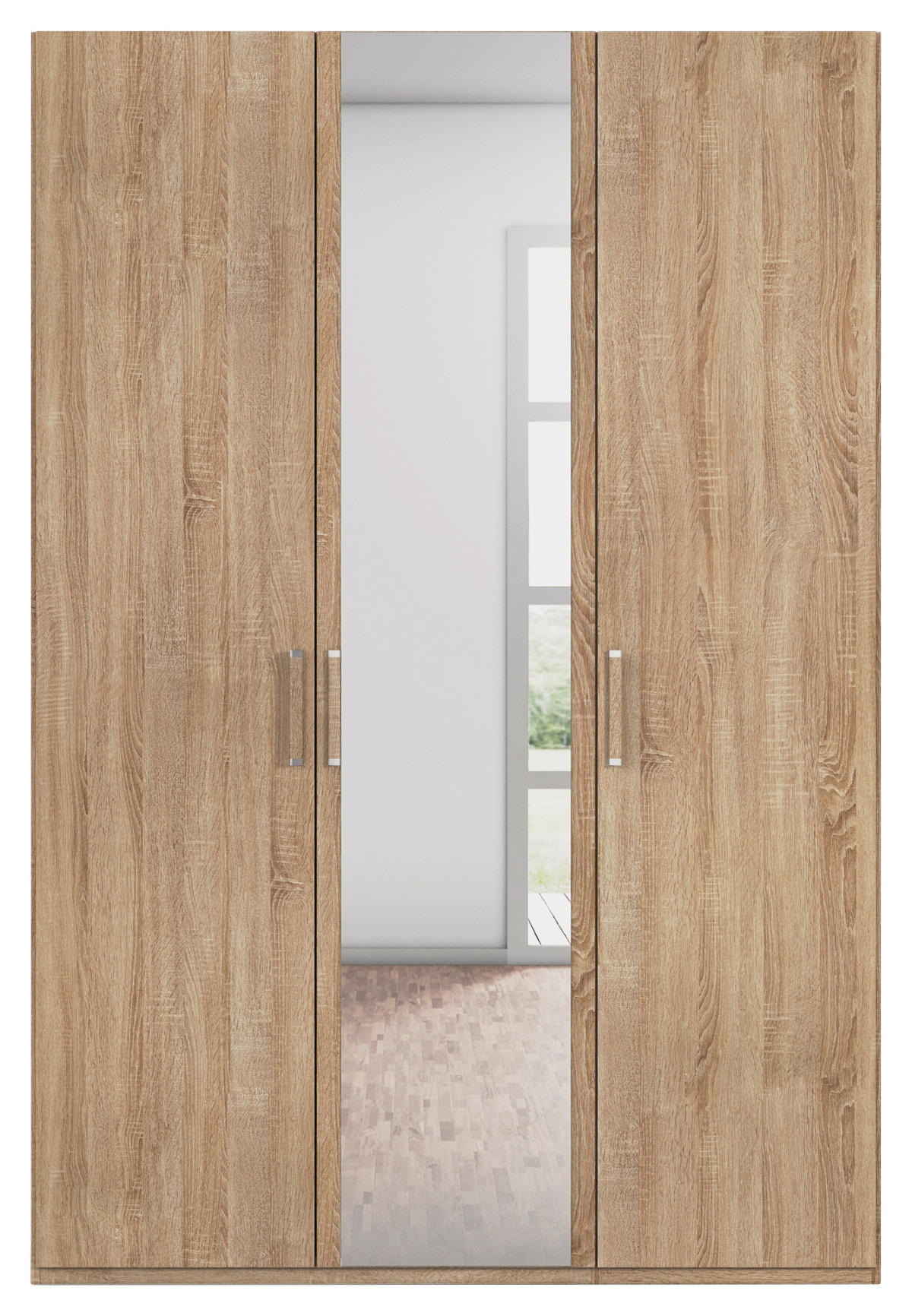 DREHTÜRENSCHRANK 151/223/60 cm 3-türig Sonoma Eiche  - Silberfarben/Sonoma Eiche, Design, Holzwerkstoff/Kunststoff (151/223/60cm) - Novel