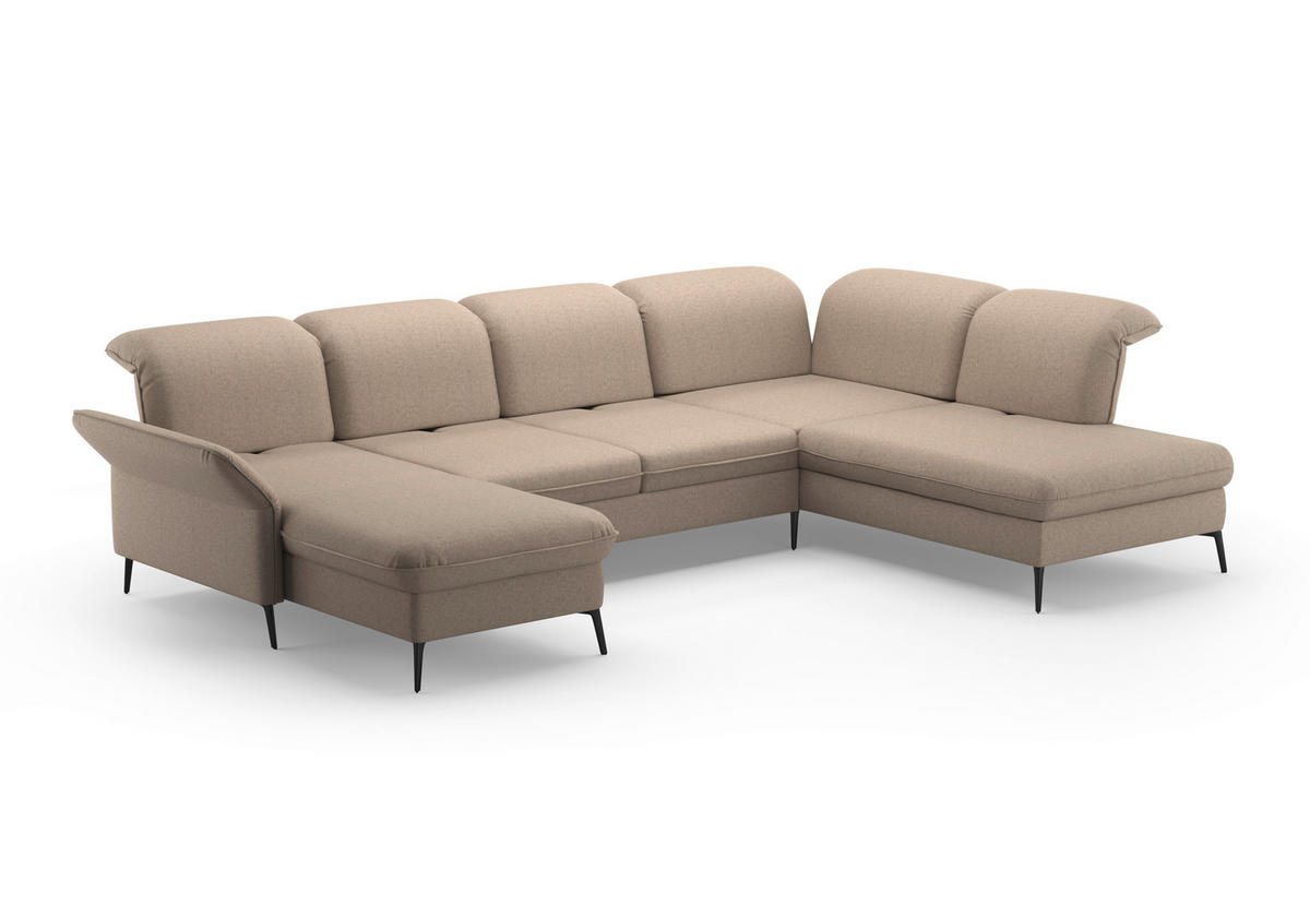 WOHNLANDSCHAFT in Flachgewebe Taupe  - Taupe/Schwarz, Konventionell, Textil/Metall (198/359/231cm) - Sit & More