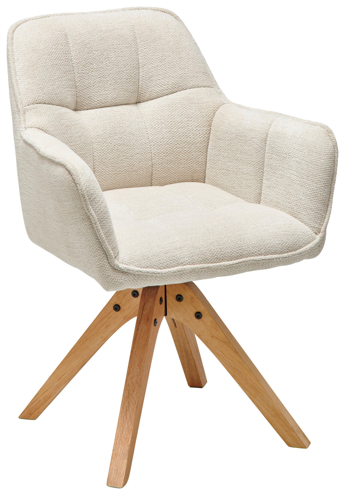 ARMLEHNSTUHL in Holz, Textil Eichefarben, Beige  - Eichefarben/Beige, LIFESTYLE, Holz/Textil (63/83/61cm) - MID.YOU