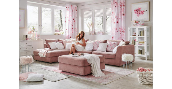 WOHNLANDSCHAFT in Textil Altrosa, Rosa - Schwarz/Altrosa, ROMANTIK / LANDHAUS, Kunststoff/Textil (329/225cm) - Valnatura