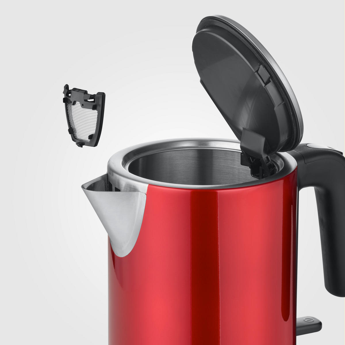 WASSERKOCHER 1 l  - Edelstahlfarben/Rot, Kunststoff/Metall (14/19.8/22,5cm) - Severin