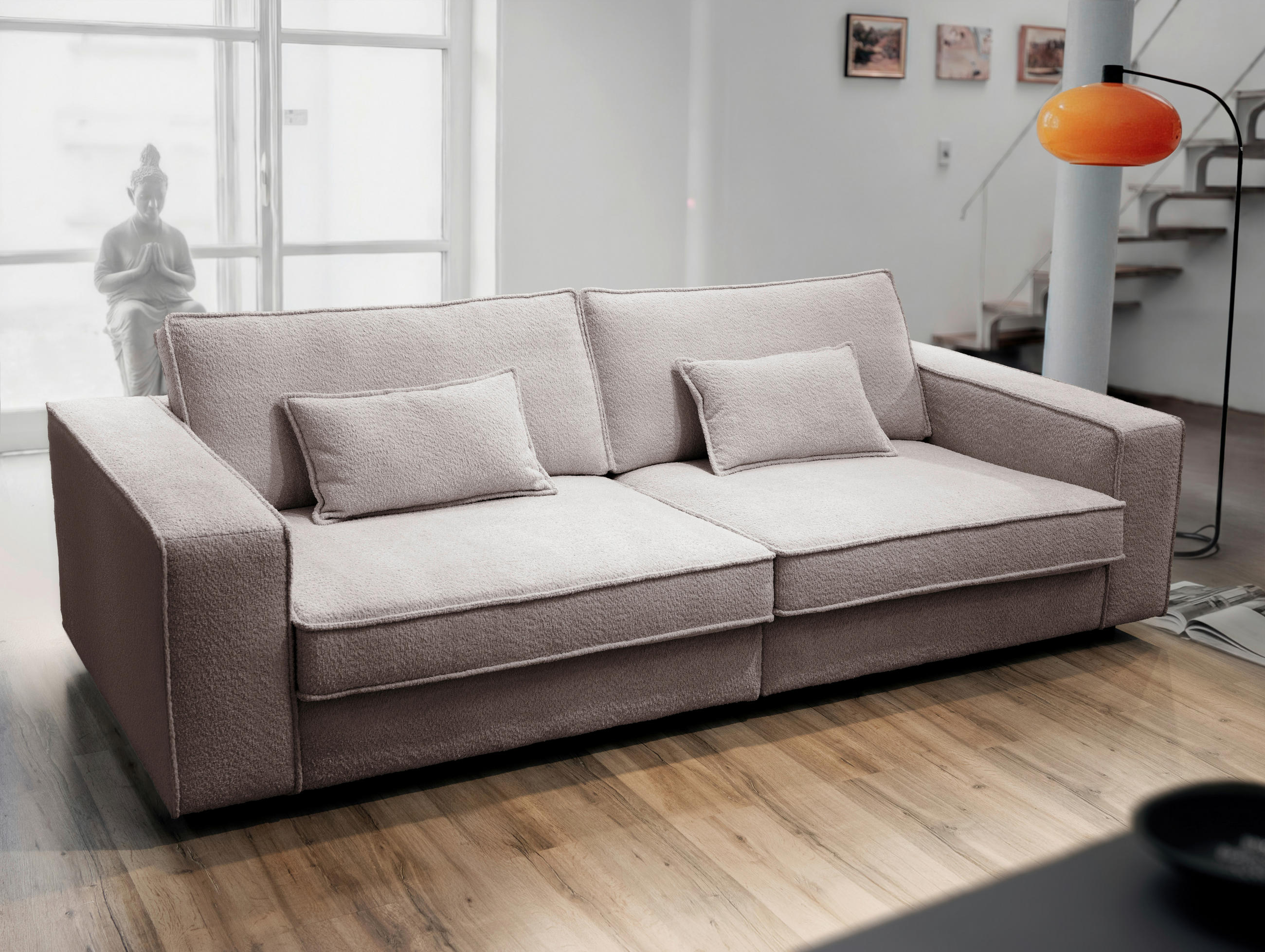 MID.YOU POHOVKA BIG SOFA, plast, textil, kompozitní dřevo, šedohnědá
