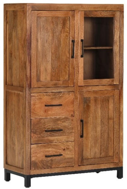 HIGHBOARD  in 95/145/40 cm  - Schwarz/Naturfarben, Design, Glas/Holz (95/145/40cm) - Landscape