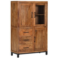 HIGHBOARD  in 95/145/40 cm  - Schwarz/Naturfarben, Design, Glas/Holz (95/145/40cm) - Landscape