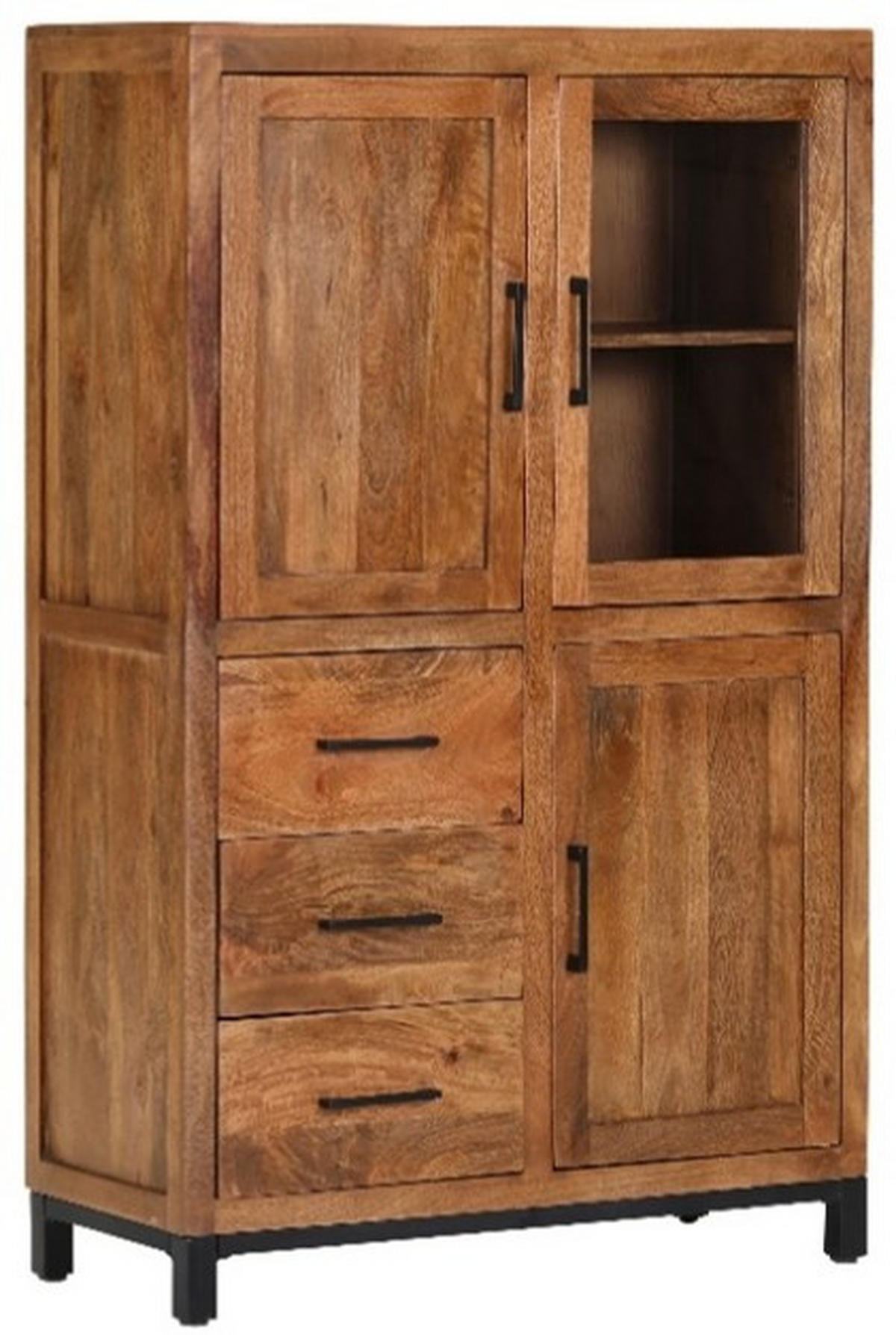 HIGHBOARD  in 95/145/40 cm  - Schwarz/Naturfarben, Design, Glas/Holz (95/145/40cm) - Landscape