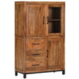 HIGHBOARD  in 95/145/40 cm  - Schwarz/Naturfarben, Design, Glas/Holz (95/145/40cm) - Landscape