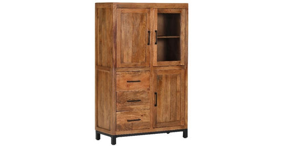 HIGHBOARD  in 95/145/40 cm  - Schwarz/Naturfarben, Design, Glas/Holz (95/145/40cm) - Landscape