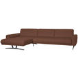 ECKSOFA in Echtleder Braun  - Anthrazit/Braun, KONVENTIONELL, Leder/Metall (182/324cm) - Ambiente