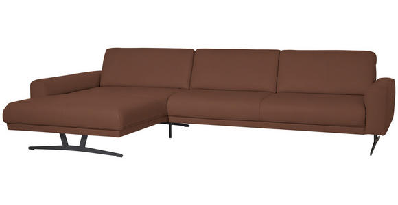 ECKSOFA in Echtleder Braun  - Anthrazit/Braun, KONVENTIONELL, Leder/Metall (182/324cm) - Ambiente