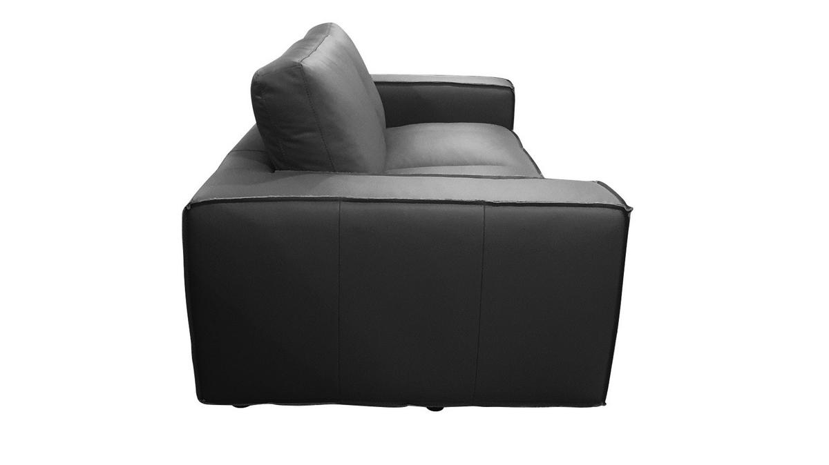 3-SITZER-SOFA VIVO Echtleder Schwarz  - Schwarz, Design, Leder/Kunststoff (236/76/96cm) - MID.YOU