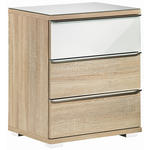 NACHTKÄSTCHEN in Weiß, Sonoma Eiche  - Chromfarben/Weiß, Design, Glas/Holzwerkstoff (51/62/40cm) - Moderano