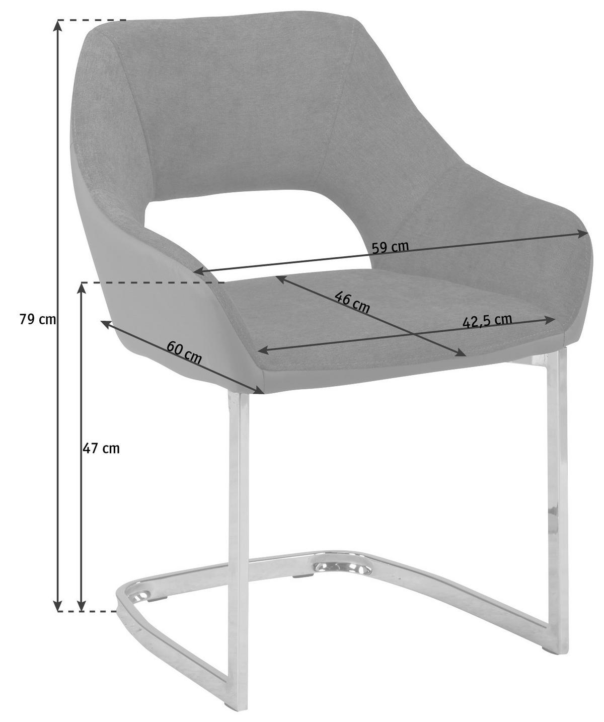 STOLICA  crna, boje kroma, tamno siva  metal, tekstil      - tamno siva/boje kroma, Design, metal/tekstil (59/79/60cm) - Ti'me