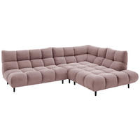 ECKSOFA Ottomane rechts, Eckteil  Altrosa Feincord  - Schwarz/Altrosa, Design, Holz/Textil (288/215cm) - Pure Home Lifestyle