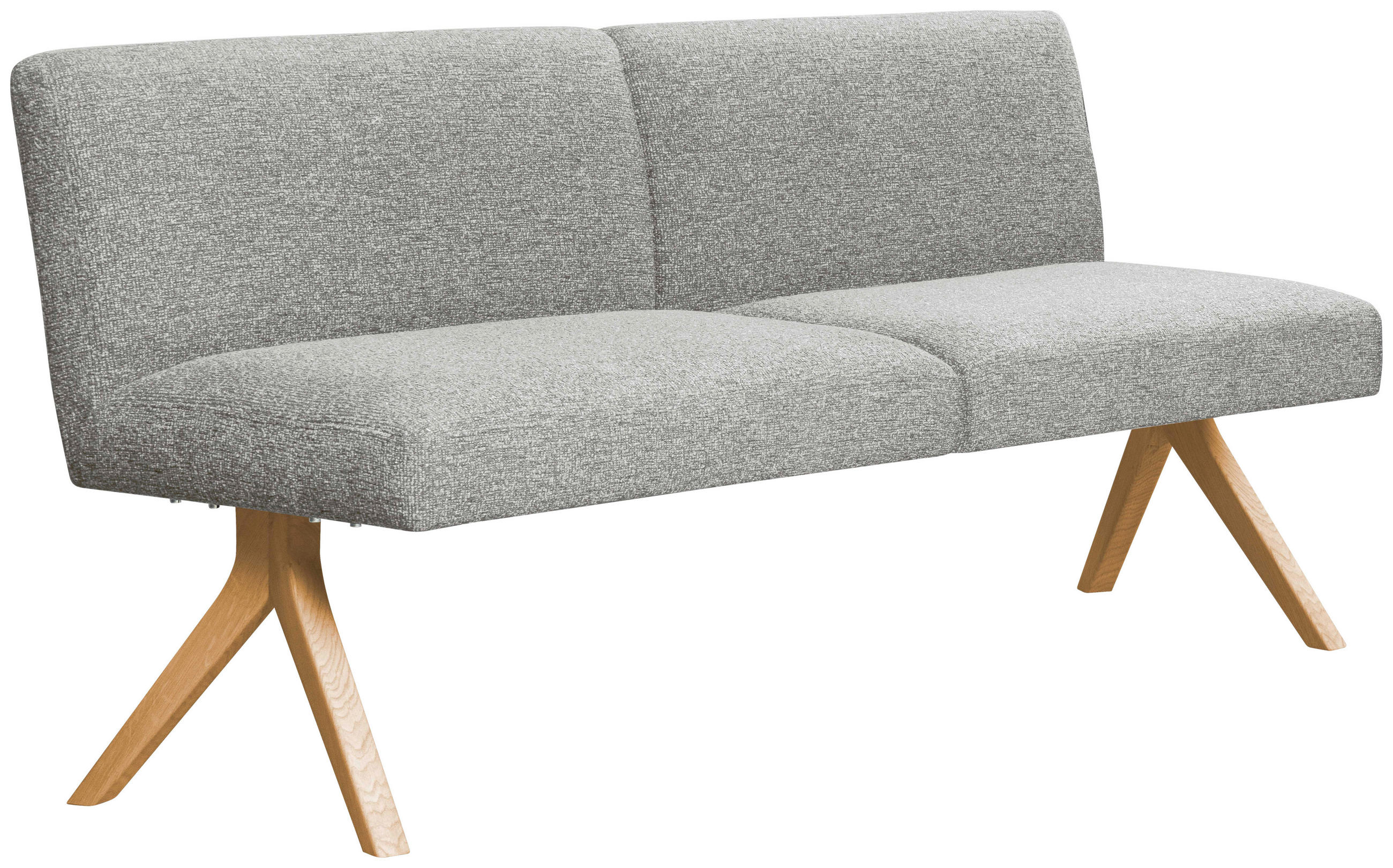SITZBANK 160/85/69 cm Webstoff Hellgrau Eiche vollmassiv  - Eichefarben/Hellgrau, KONVENTIONELL, Holz/Textil (160/85/69cm) - Linea Natura