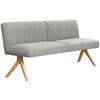 SITZBANK 160/85/69 cm Webstoff Hellgrau Eiche vollmassiv  - Eichefarben/Hellgrau, KONVENTIONELL, Holz/Textil (160/85/69cm) - Linea Natura