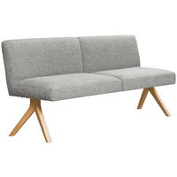 SITZBANK 160/85/69 cm Webstoff Hellgrau Eiche vollmassiv  - Eichefarben/Hellgrau, KONVENTIONELL, Holz/Textil (160/85/69cm) - Linea Natura