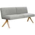 SITZBANK 160/85/69 cm Webstoff Hellgrau Eiche vollmassiv  - Eichefarben/Hellgrau, KONVENTIONELL, Holz/Textil (160/85/69cm) - Linea Natura