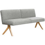 SITZBANK 160/85/69 cm Webstoff Hellgrau Eiche vollmassiv - Eichefarben/Hellgrau, KONVENTIONELL, Holz/Textil (160/85/69cm) - Linea Natura