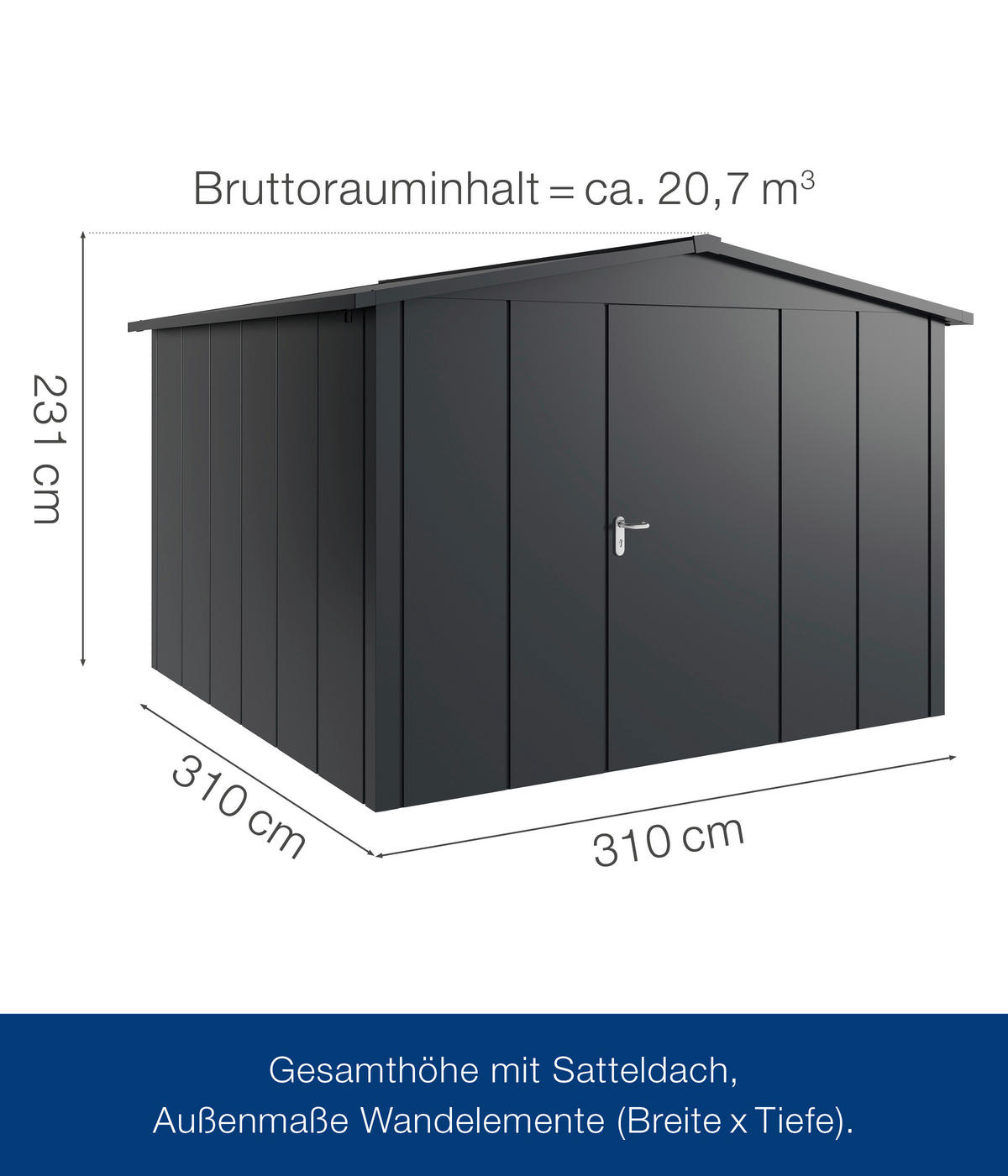 GERÄTEHAUS 333/231/325 cm  - Anthrazit, Basics, Metall (333/231/325cm)