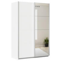 SCHWEBETÜRENSCHRANK  in Weiß  - Alufarben/Weiß, KONVENTIONELL, Glas/Holzwerkstoff (136/229/62cm) - Xora