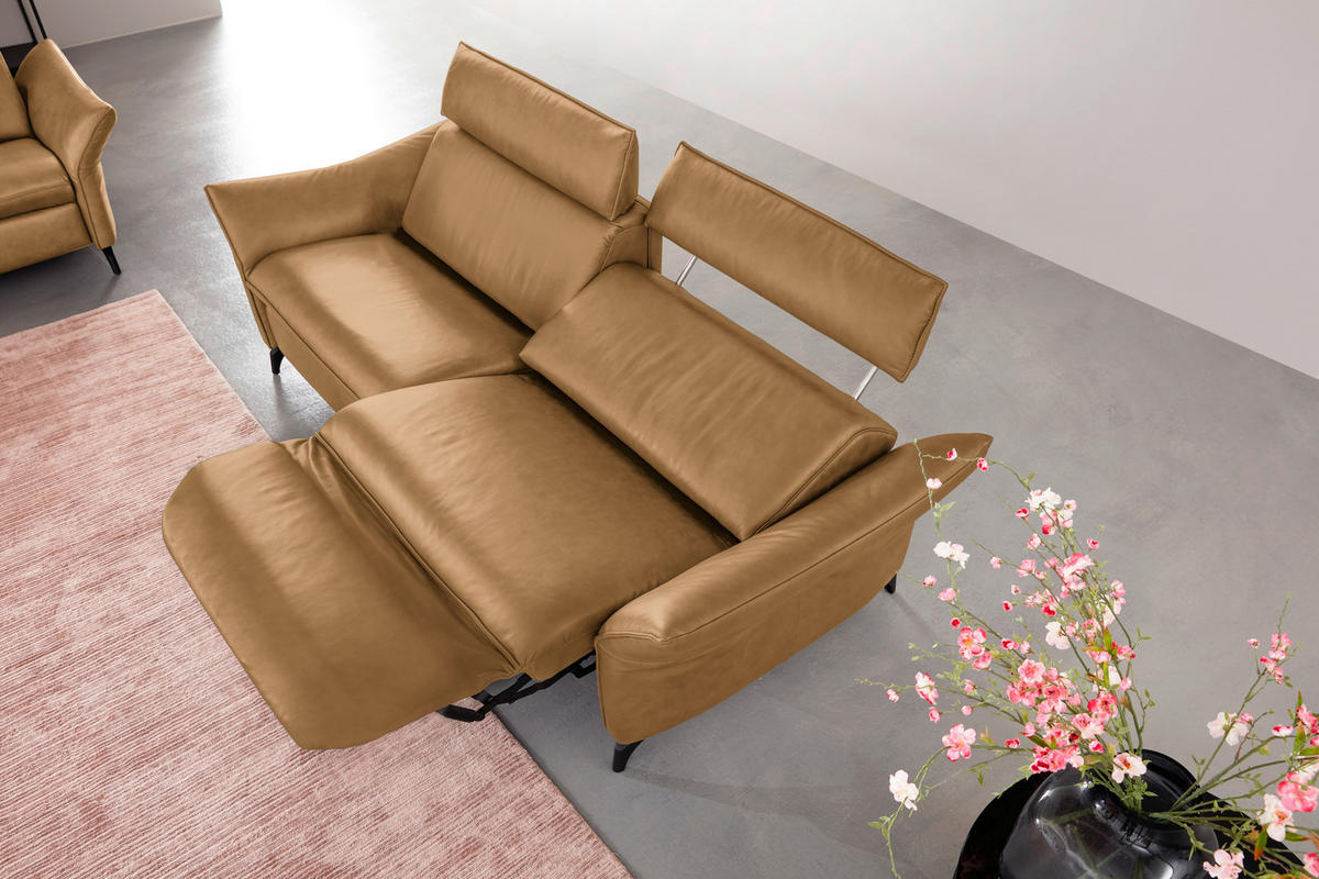 2,5-SITZER in Echtleder Currygelb  - Currygelb/Anthrazit, Design, Leder/Metall (194/92/95cm) - Himolla