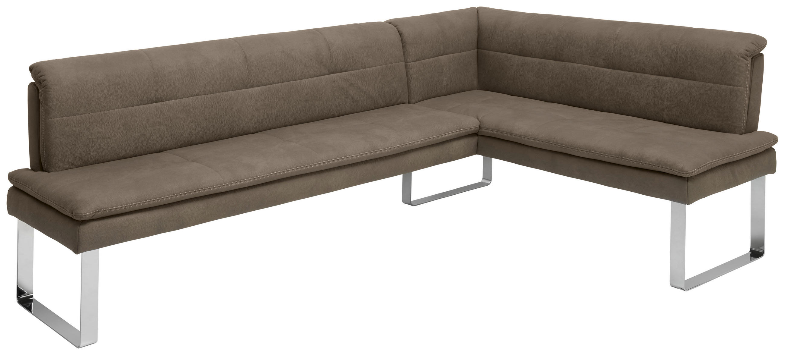 ECKBANK 213/154 cm Mikrofaser Grau, Chromfarben Metall   - Chromfarben/Beige, Design, Textil/Metall (213/154cm) - Novel