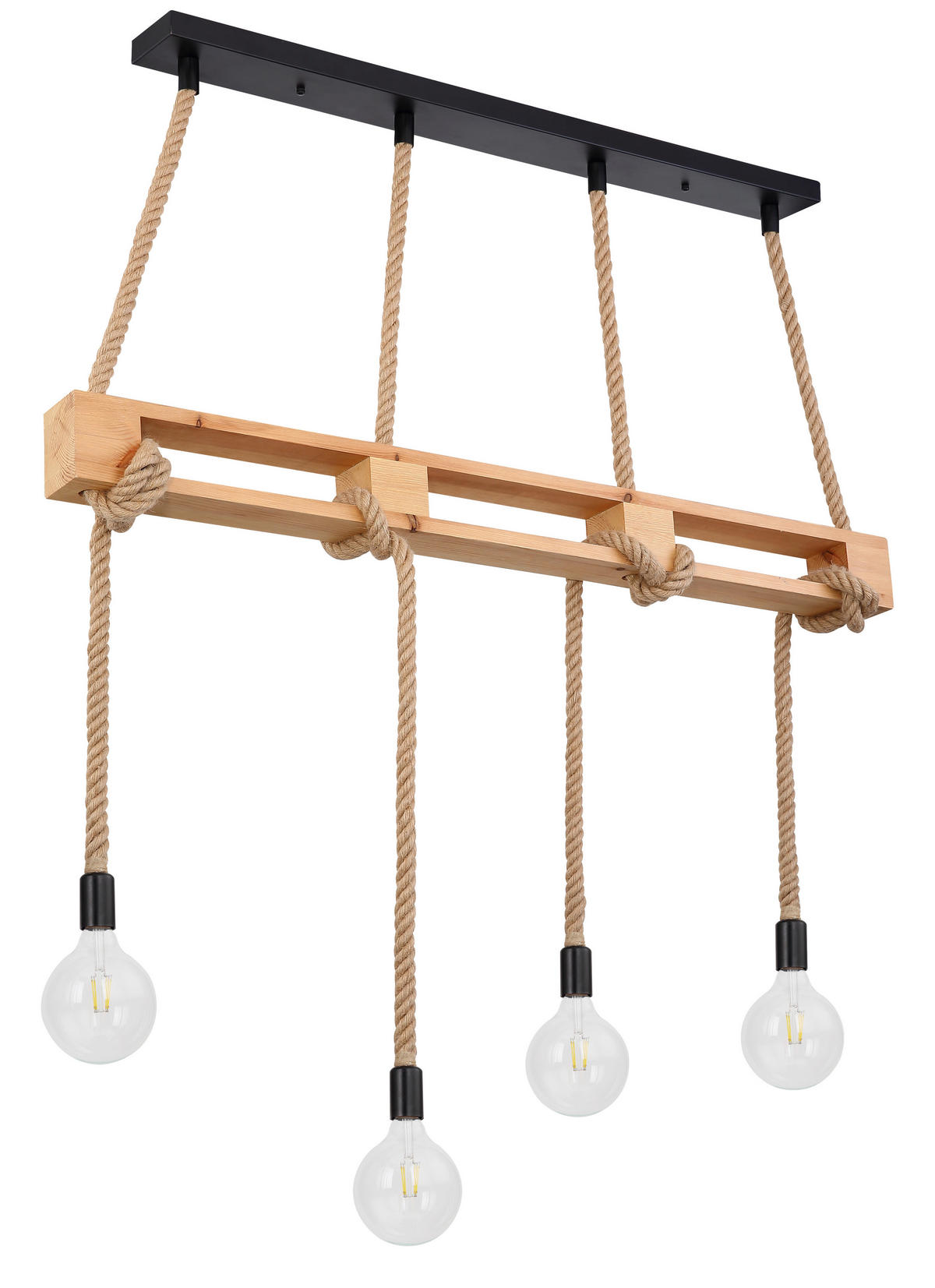 HÄNGELEUCHTE 120/10/120 cm   - Schwarz/Braun, Basics, Naturmaterialien/Holz (120/10/120cm) - Globo
