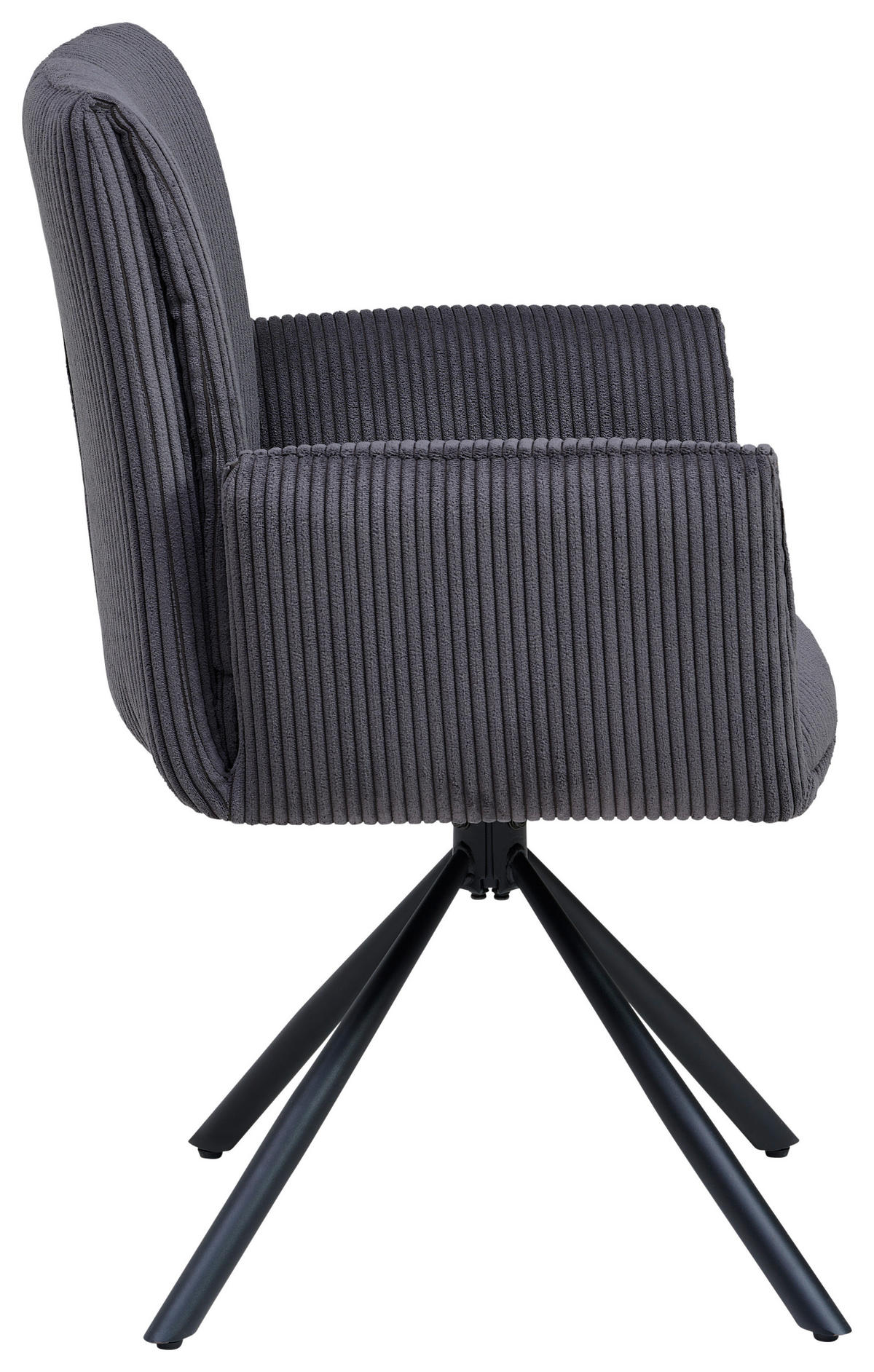 ARMLEHNSTUHL  in Eisen Cord  - Anthrazit/Schwarz, MODERN, Textil/Metall (65/90/62cm) - MID.YOU
