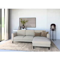 ECKSOFA Struktur Weiss  - Weiss/Schwarz, Modern, Textil/Metall (232/161cm) - Trendmanufaktur