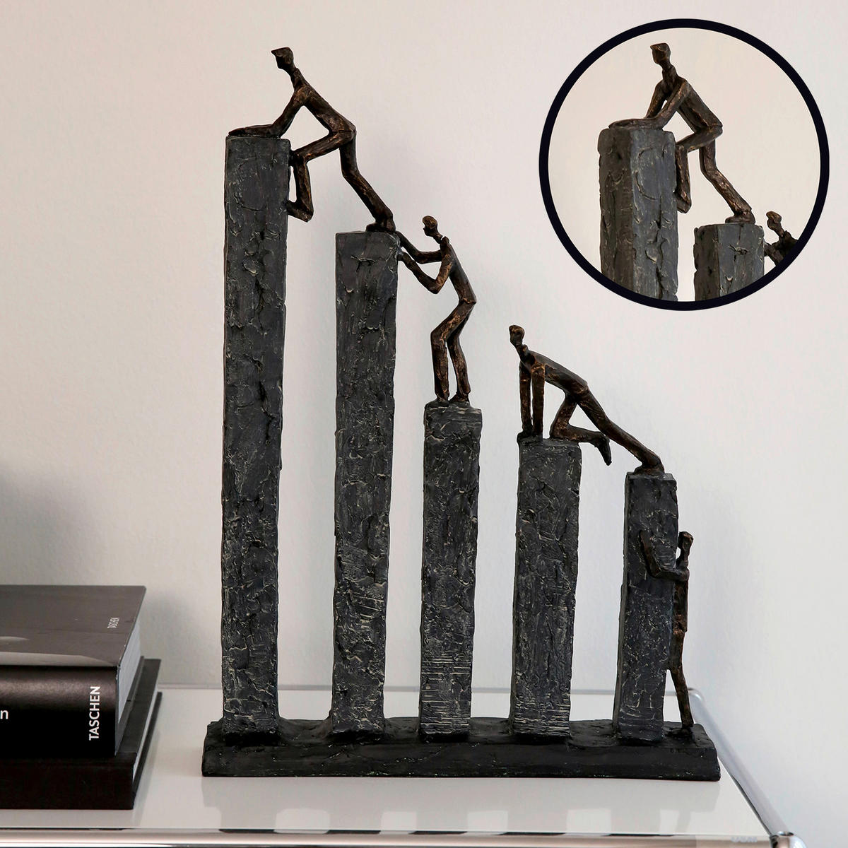 SKULPTUR - Bronzefarben/Grau, Basics, Kunststoff (31/43/7cm)