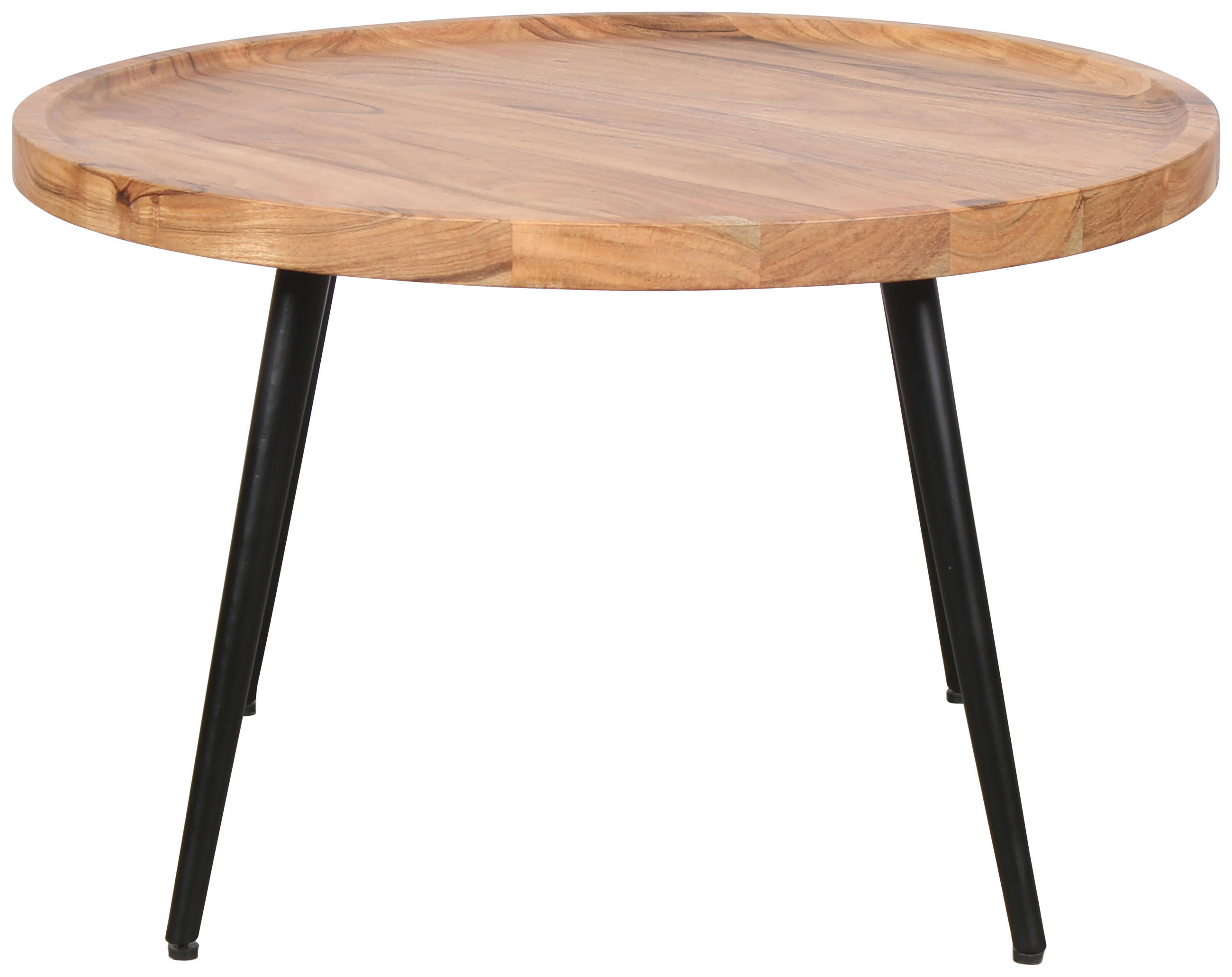COUCHTISCH Akazie vollmassiv rund Akaziefarben  - Schwarz/Akaziefarben, Design, Holz/Metall (75/47,5cm) - Livetastic