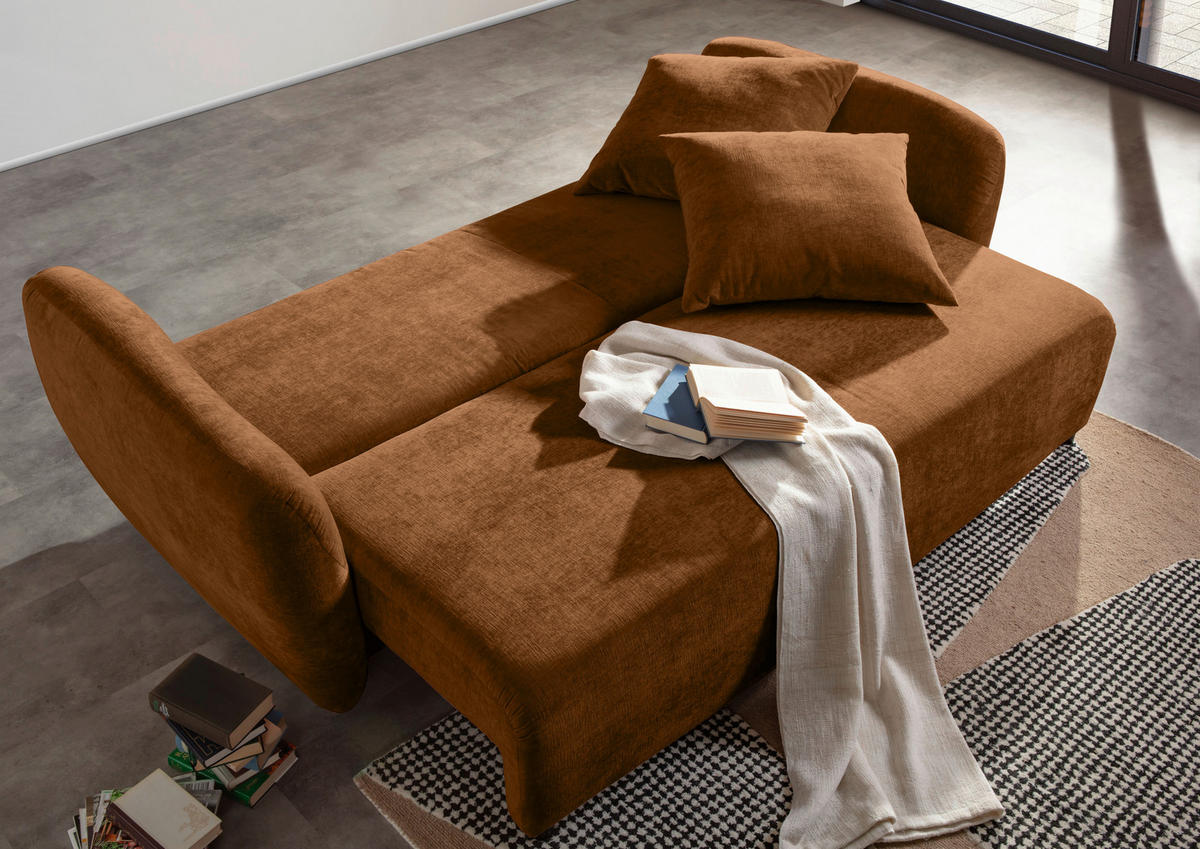 SCHLAFSOFA in Flachgewebe Rostfarben  - Rostfarben/Schwarz, KONVENTIONELL, Kunststoff/Textil (250/74/108cm) - Carryhome