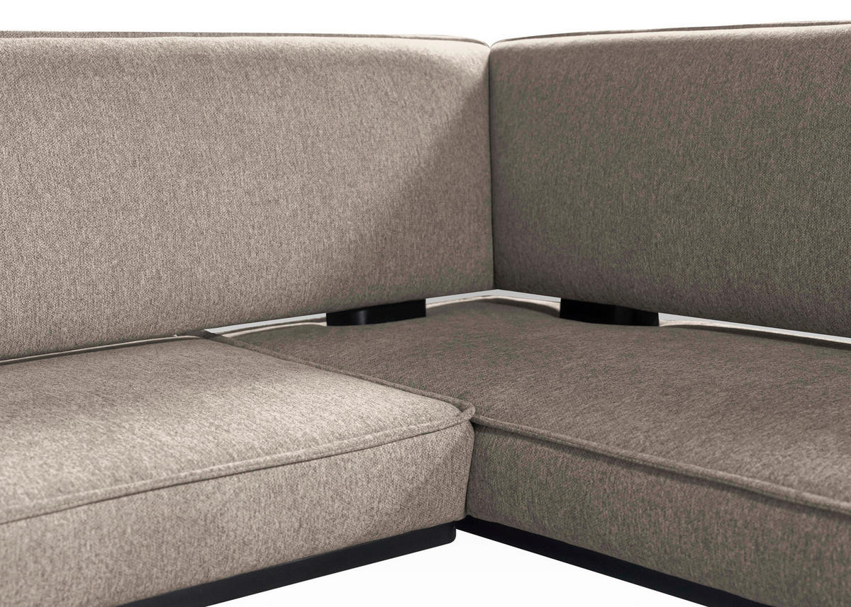 ECKBANK 235/165 cm Webstoff Schwarz, Dunkelgrau Buche massiv   - Dunkelgrau/Schwarz, Basics, Holz/Textil (235/165cm) - Carryhome