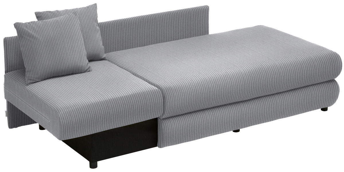 RÉCAMIERE in Cord Hellgrau  - Hellgrau/Schwarz, Design, Kunststoff/Textil (171/71-88/93cm) - Cantus