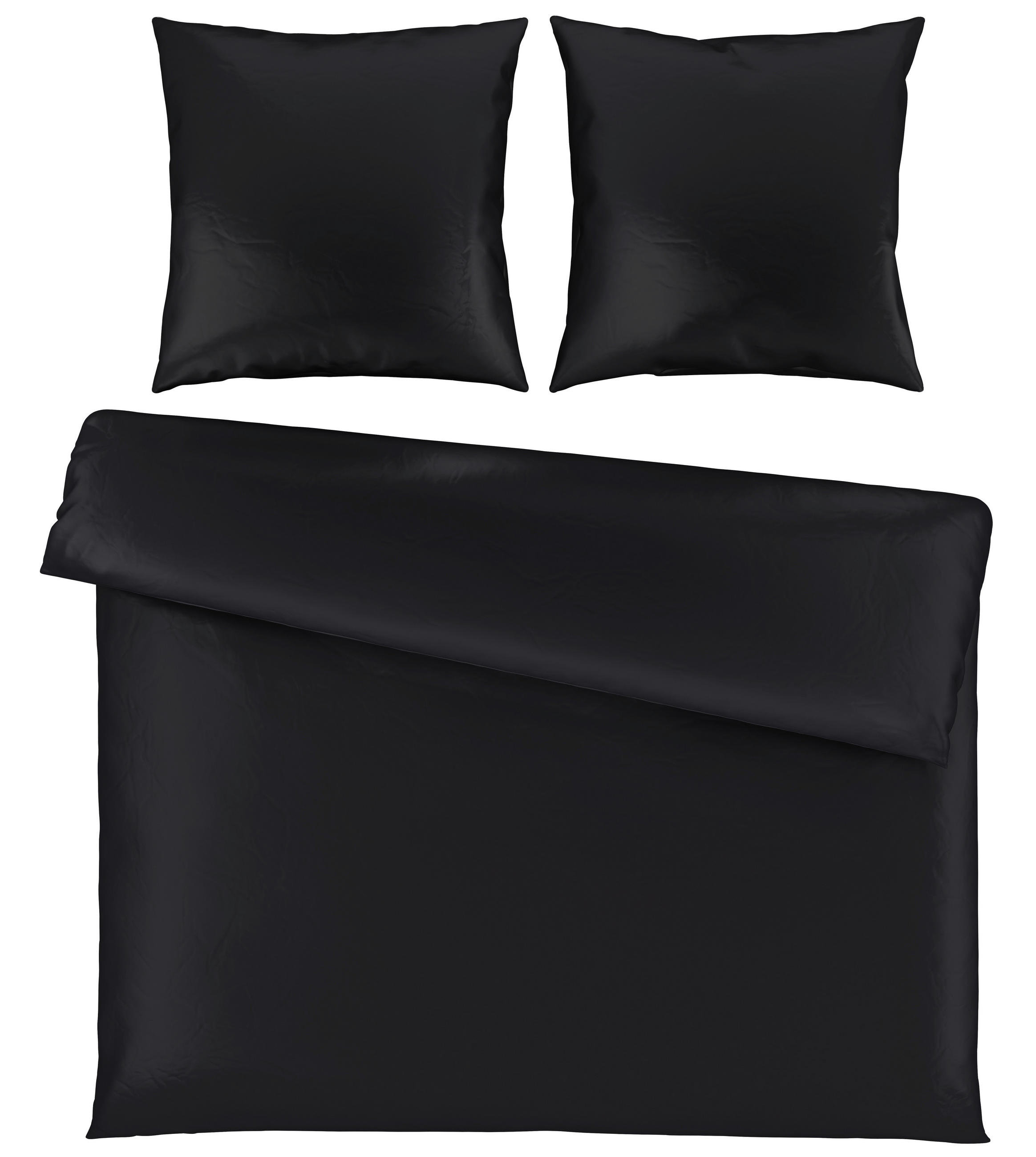 BETTWÄSCHE 3-teilig NIGIRI Satin 200/200 cm  - Schwarz, Basics, Textil (200/200cm) - Bio:Vio