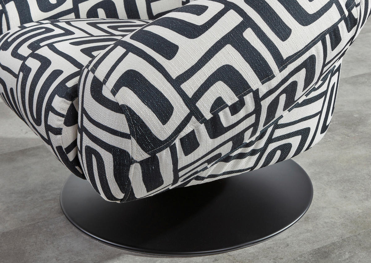 SESSEL in Flachgewebe Schwarz, Weiß  - Schwarz/Weiß, KONVENTIONELL, Textil/Metall (90/67/82cm) - Carryhome