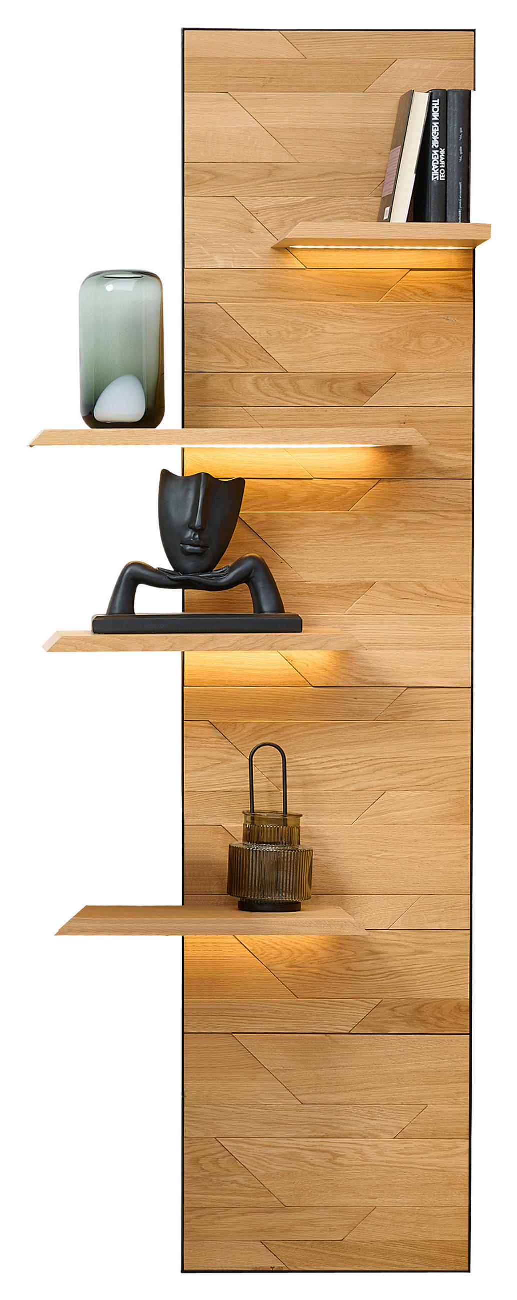 WANDPANEEL Schwarz, Wildeiche  45/199/42 cm  - Wildeiche/Schwarz, Natur, Holz/Metall (45/199/42cm) - Linea Natura