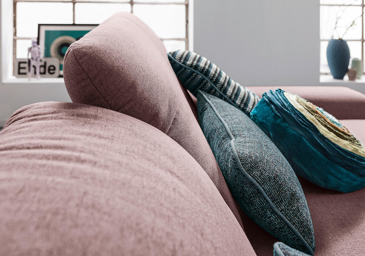 ECKSOFA Rosa Flachgewebe  - Chromfarben/Rosa, Design, Textil/Metall (276/198cm) - SetOne by Musterring