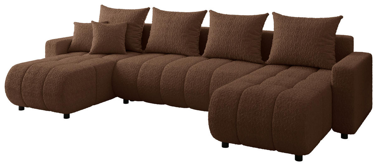 WOHNLANDSCHAFT Rostfarben Bouclé  - Rostfarben/Schwarz, MODERN, Kunststoff/Textil (150/312/150cm) - Carryhome