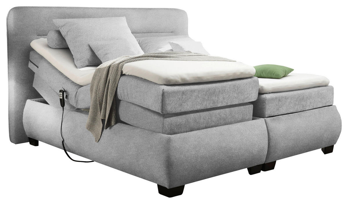 BOXSPRINGBETT 180/200 cm  in Silberfarben  - Silberfarben/Schwarz, Konventionell, Kunststoff/Textil (180/200cm) - MID.YOU