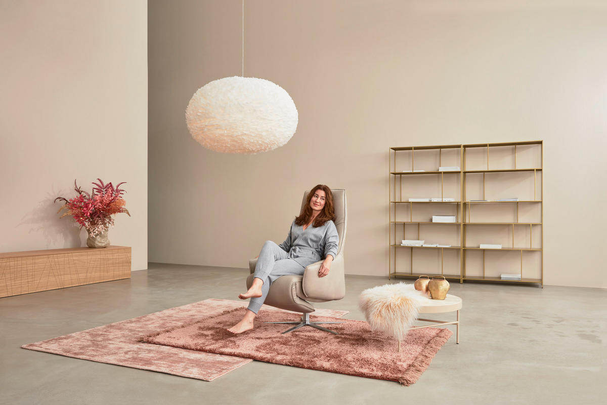 RELAXSESSEL Echtleder Relaxfunktion, Fußteilverstellung    - Edelstahlfarben/Creme, Design, Leder/Metall (70/120/88cm) - Himolla